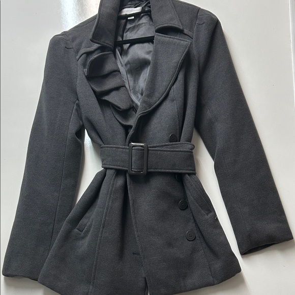 Women's Gray Belted Coat - Picture 1 of 10